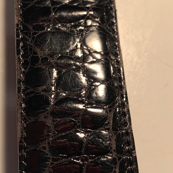 Black Aligator Belt, 42” x 1”, silver chrome buckle - Picture 3 of 5